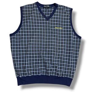 Vintage 90s Polo Golf Ralph Lauren Sweater Vest Plaid Check Blue Yellow XL